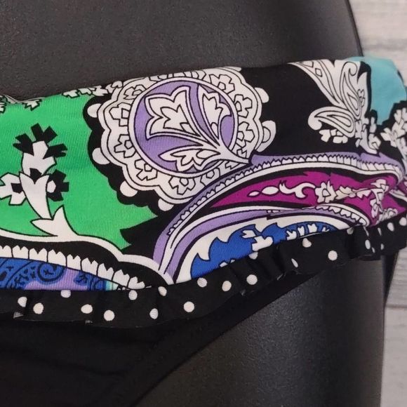 Kenneth Cole Reaction Fold Over Paisley Bikini Swim Bottom Small - Picture 4 of 10